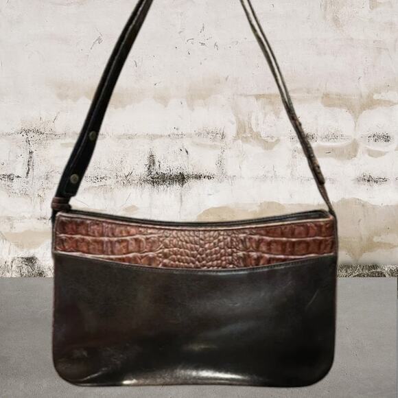 Brahmin Crocc Embossed Leather Shoulder Bag - Picture 3 of 12